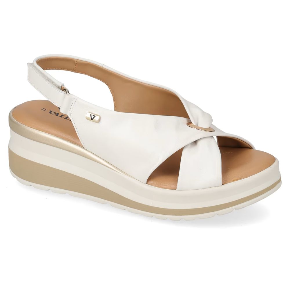 VALLEVERDE Sandalo Donna Nappa Perla con tomaio e sottopiede in pelle.
