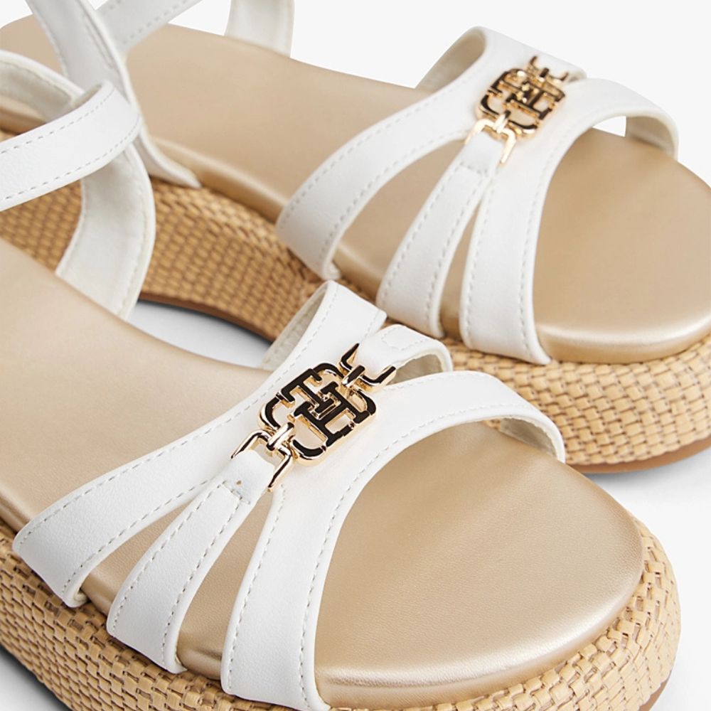 Sandali Donna Tommy Hilfiger Monogram Bianco con Suola Alta
