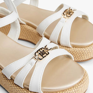 Sandali Donna Tommy Hilfiger Monogram Bianco con Suola Alta