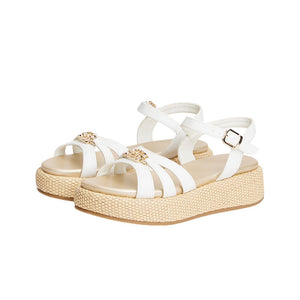 Sandali Donna Tommy Hilfiger Monogram Bianco con Suola Alta