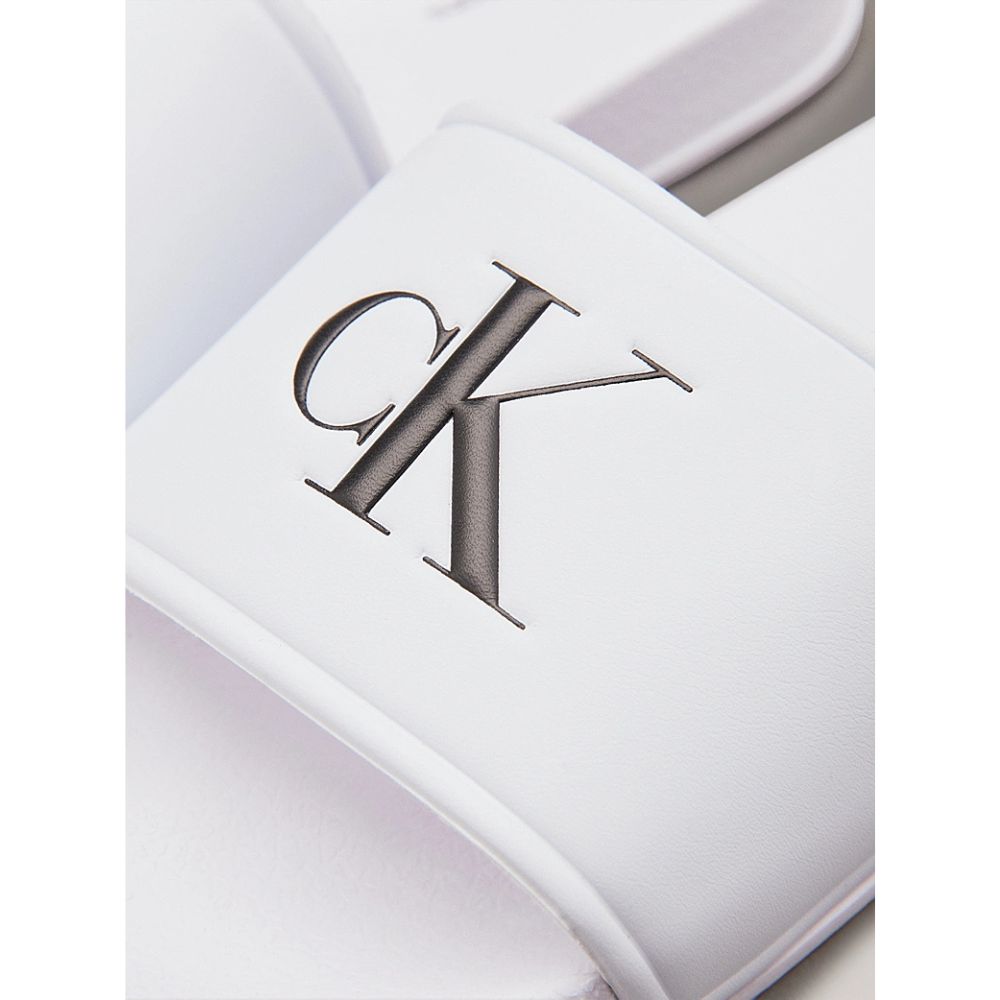 CALVIN KLEIN ciabatte bambino bianche con logo nero