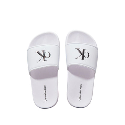 CALVIN KLEIN ciabatte bambino bianche con logo nero