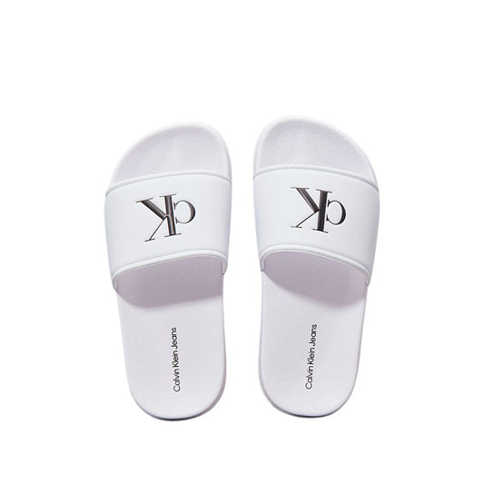 CALVIN KLEIN ciabatte bambino bianche con logo nero