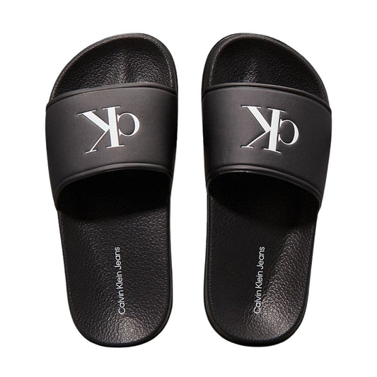 CALVIN KLEIN ciabatte bambino nere con logo bianco