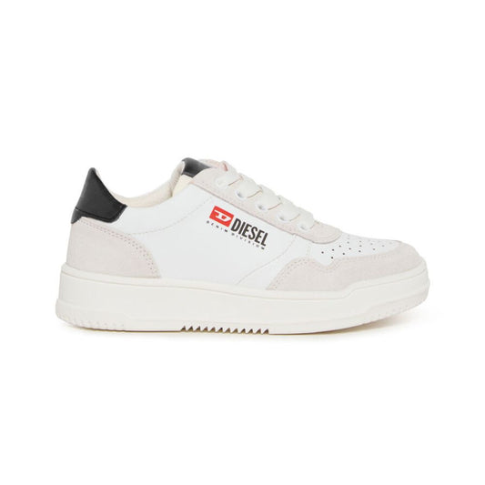 DIESEL bimbo S-Cascoun-Sneakers in pelle bianca con logo laterale