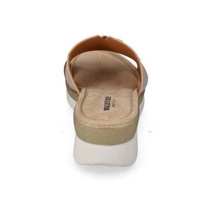 VALLEVERDE Ciabatta Beige Donna con morsetto decorativo. Made in Italy.
