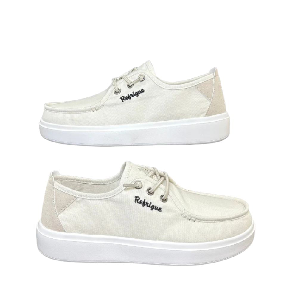 Refrigue Scarpe da Uomo in tela con laccio a molla Art.SATURN001 Col.Beige