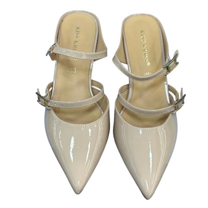 Kiss Kriss Sandali da Donna con doppio cinturino in vernice (Tacco 5cm) Col.Nude