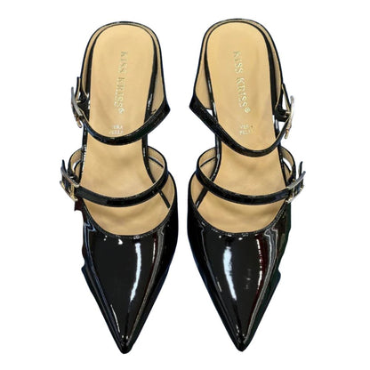 KISS KRISS Sandali da Donna con doppio cinturino in vernice (Tacco 5cm) Col.Nero
