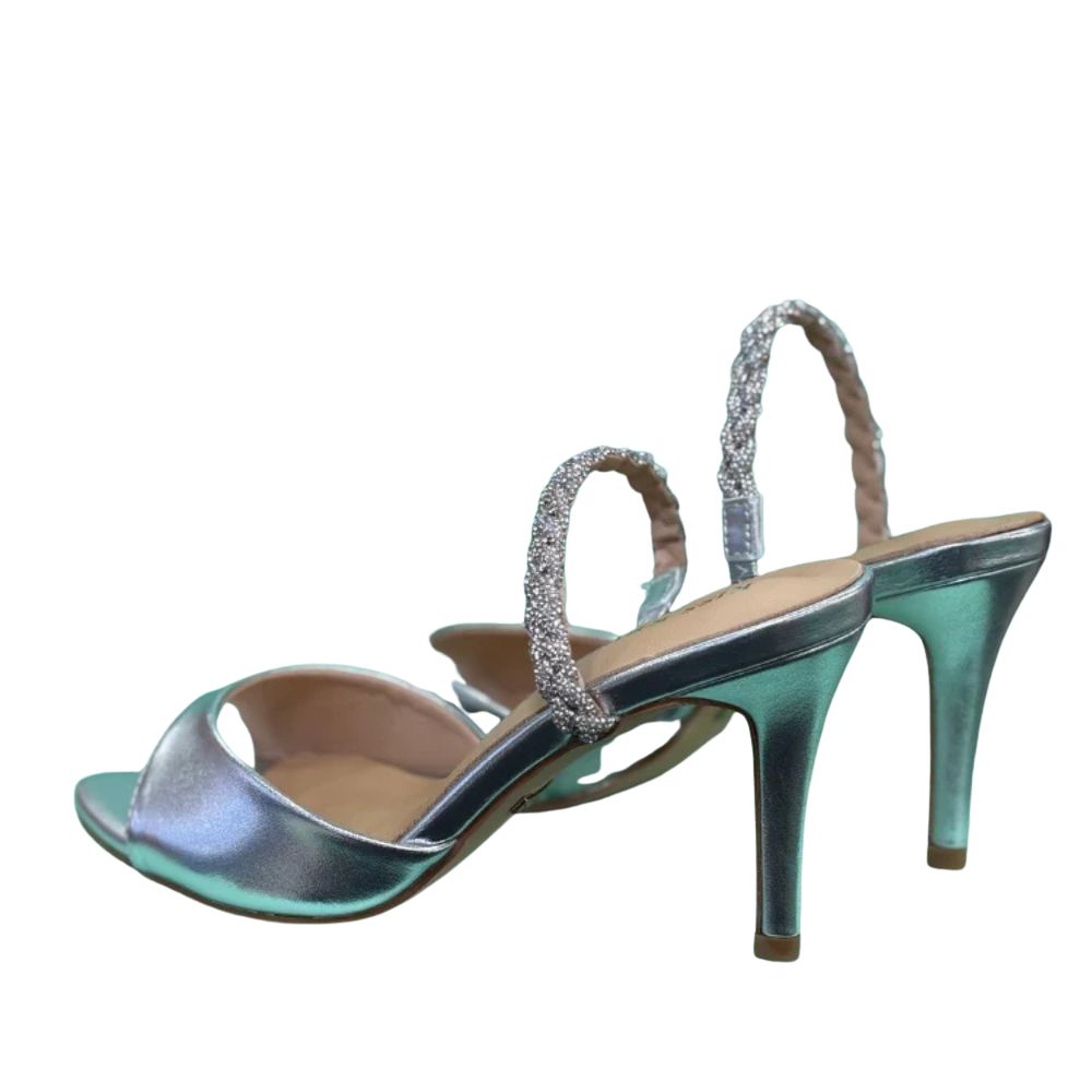 Kiss Kriss Sandali da Donna con cinturino brillantinato (Tacco 85)  Col.Argento