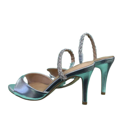 Kiss Kriss Sandali da Donna con cinturino brillantinato (Tacco 85)  Col.Argento