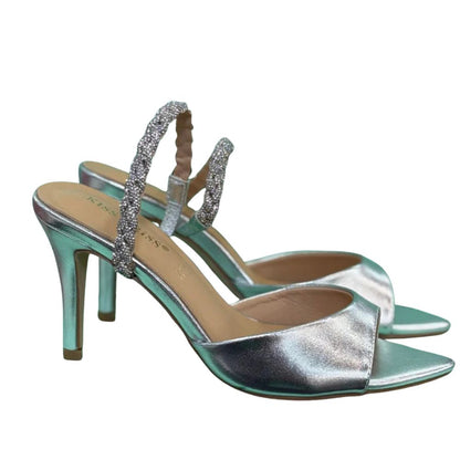 Kiss Kriss Sandali da Donna con cinturino brillantinato (Tacco 85)  Col.Argento
