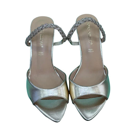 Kiss Kriss Sandali da Donna con cinturino brillantinato (Tacco 85) Col.Oro