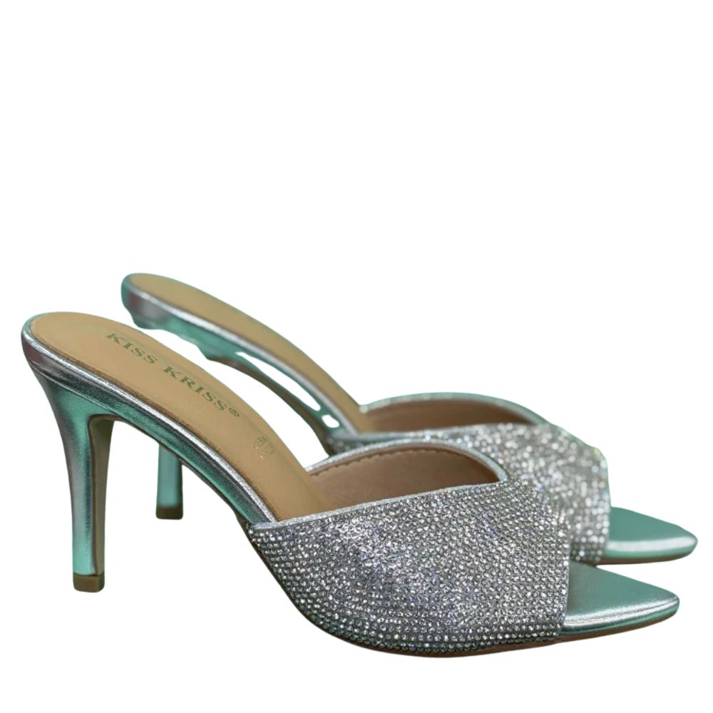 Kiss Kriss Sandali da Donna con brillantini (Tacco 85)  Col.Argento
