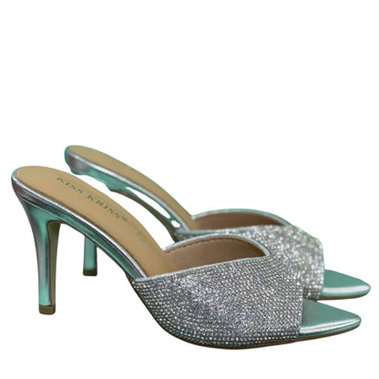 Kiss Kriss Sandali da Donna con brillantini (Tacco 85)  Col.Argento