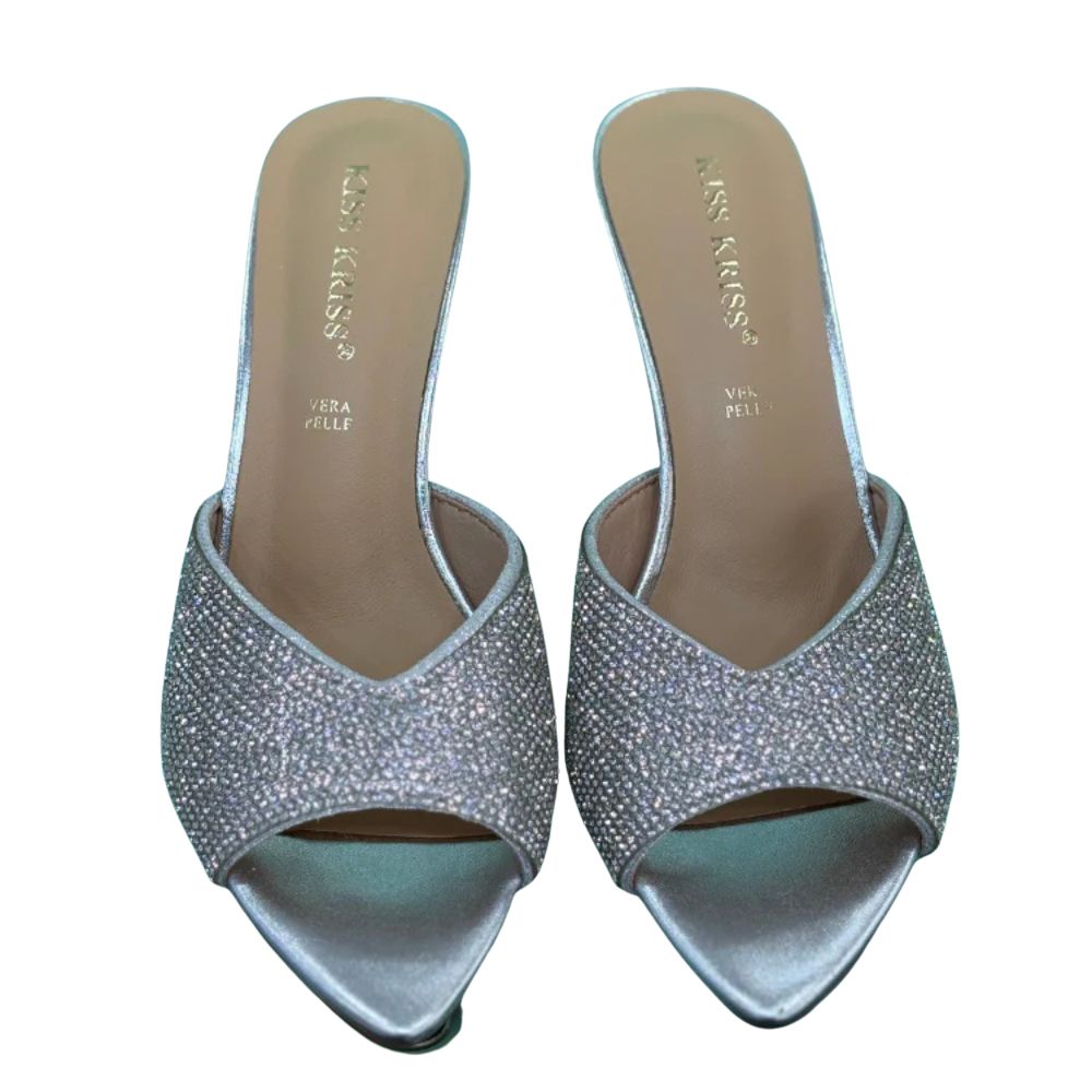 Kiss Kriss Sandali da Donna con brillantini (Tacco 85)  Col.Argento
