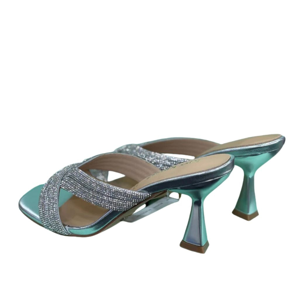 Kiss Kriss Sandali da Donna con brillantini (Tacco 75) Col.Argento