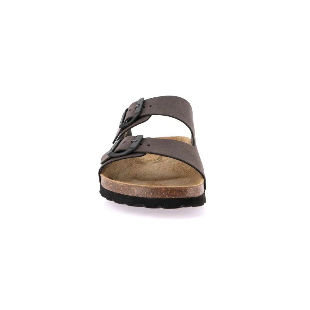 GRÜNLAND Ciabatta uomo doppia fibbia in eco-suede | BOBO testa di moro