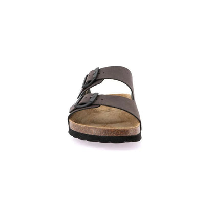 GRÜNLAND Ciabatta uomo doppia fibbia in eco-suede | BOBO testa di moro