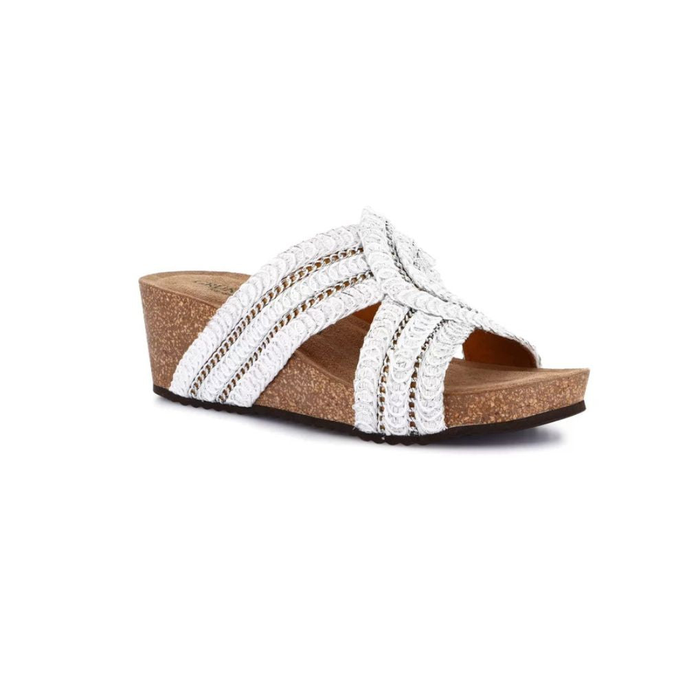 GRÜNLAND sandalo Ciabatta donna in tessuto effetto raffia bianco| ERSI