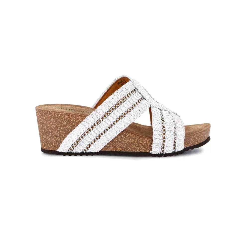 GRÜNLAND sandalo Ciabatta donna in tessuto effetto raffia bianco| ERSI