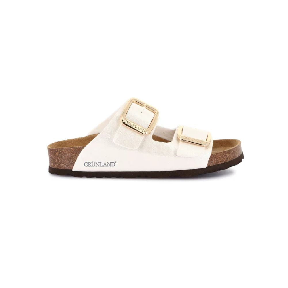 GRÜNLAND sandalo Ciabatta donna laminata con maxi-fibbie ghiaccio | ENNY