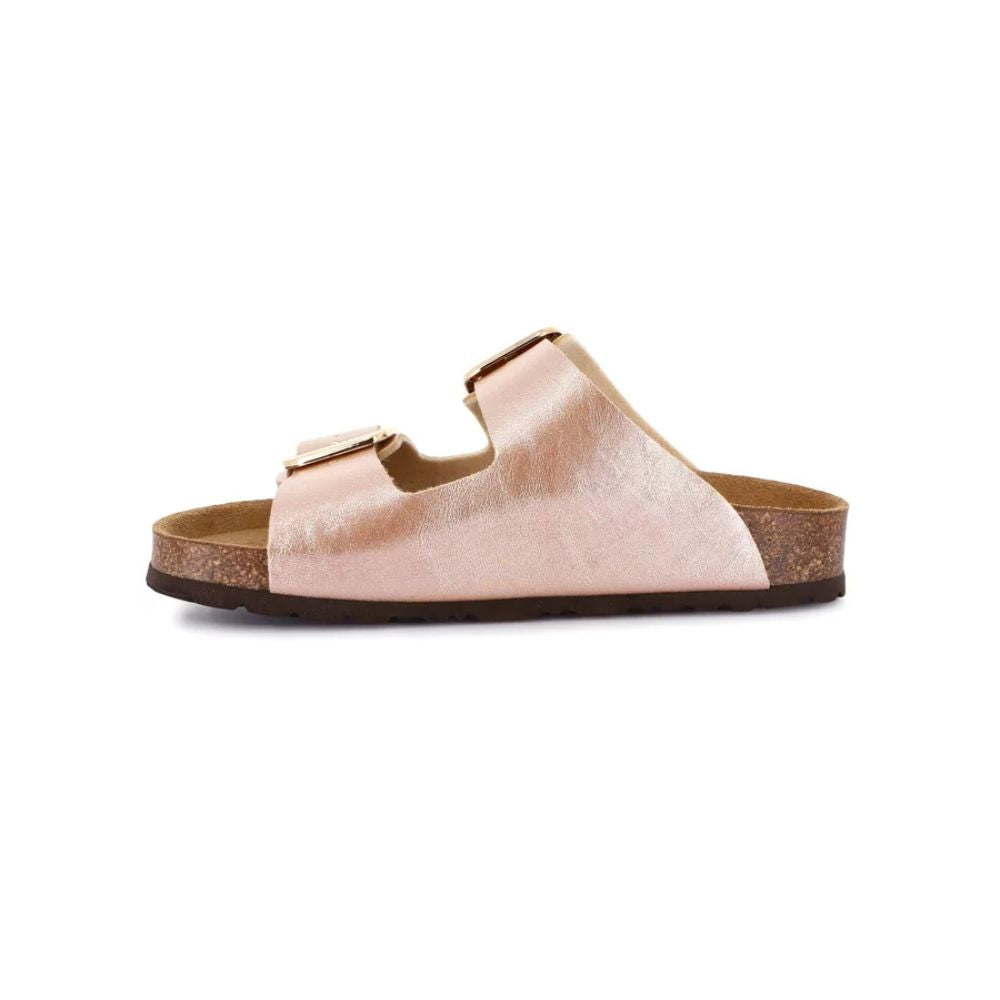 GRÜNLAND sandalo Ciabatta donna laminata con maxi-fibbie cipria | ENNY