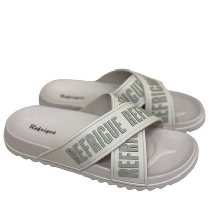 Refrigue Sandali da Uomo - Ciabatte in gomma da mare Col.Beige con logo Verde