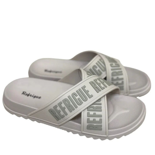 Refrigue Sandali da Uomo - Ciabatte in gomma da mare Col.Beige con logo Verde