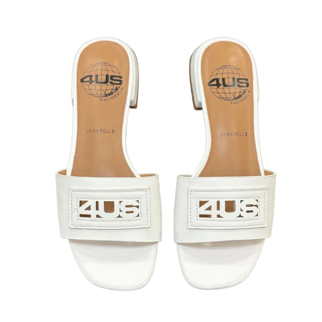 4US By Paciotti sandali da donna Ciabatte in pelle Art.UZM16 Col.Bianco