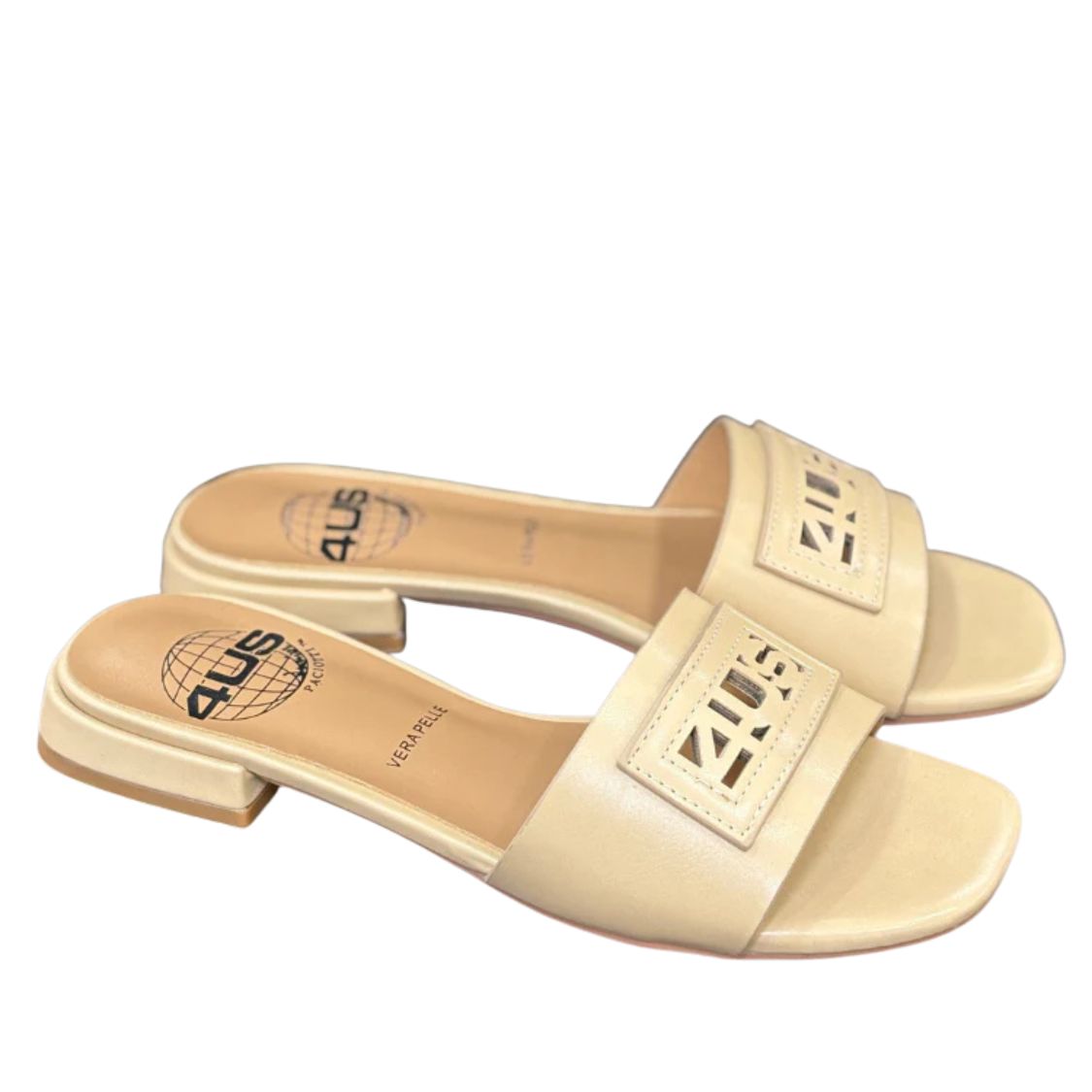 4US by Paciotti sandali da donna Ciabatte in pelle Art.UZM16 Col.Beige