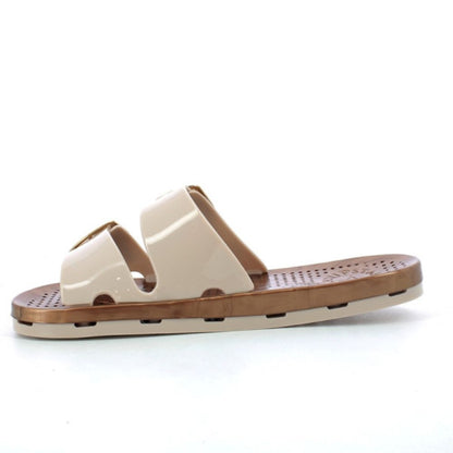 STARTUP sandali donna ciabatte in gomma doppie fibbie beige/brown