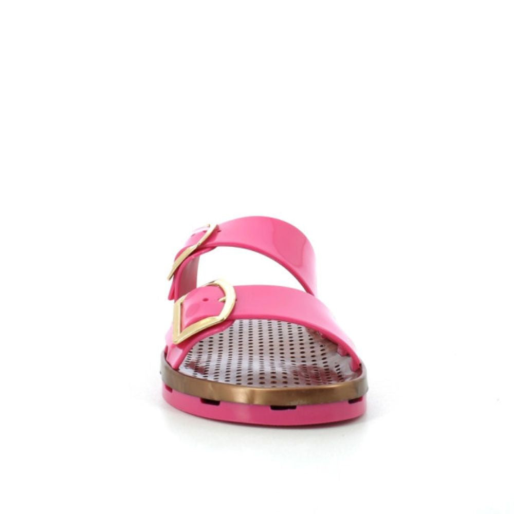 STARTUP sandali donna ciabatte in gomma doppie fibbie fuxia/brown