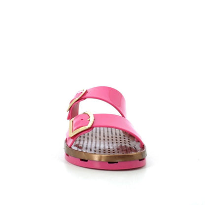 STARTUP sandali donna ciabatte in gomma doppie fibbie fuxia/brown