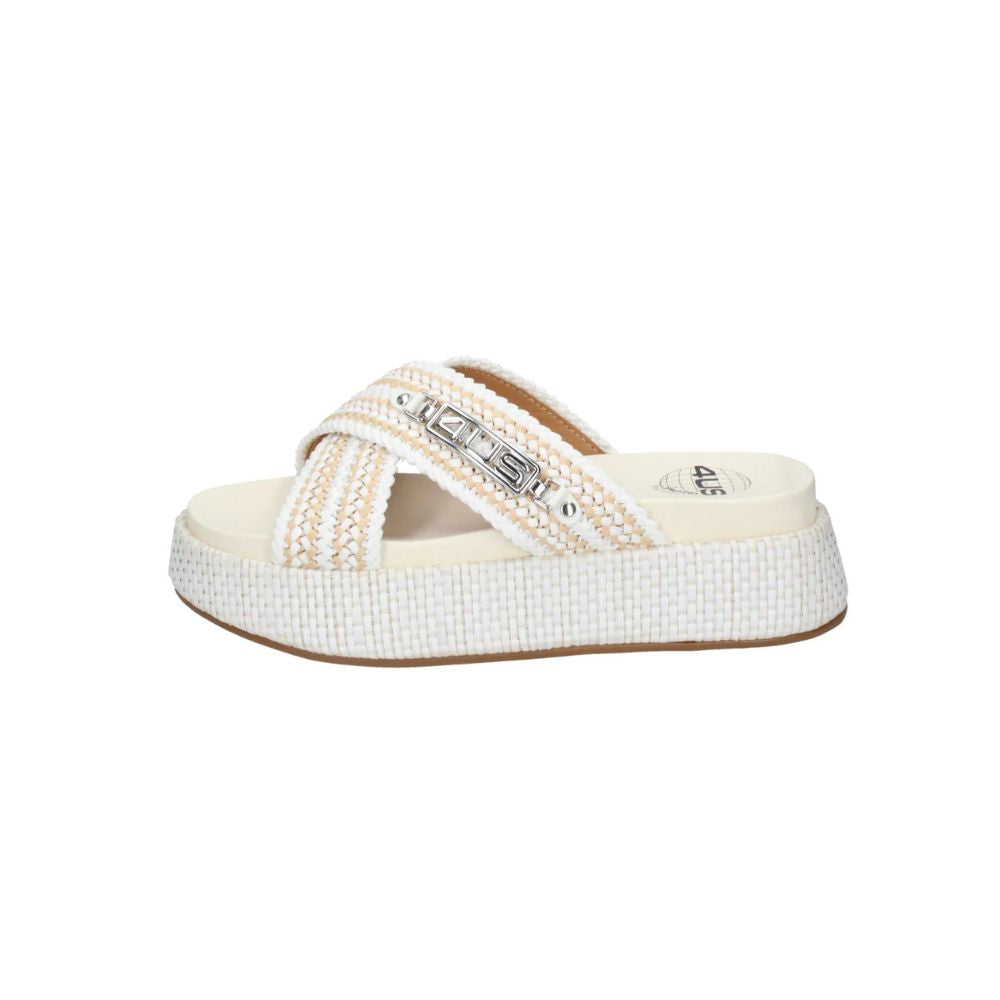 4US PACIOTTI sandalo donna UZM07 scalzato doppia fibbia con zeppa beige