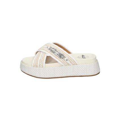 4US PACIOTTI sandalo donna UZM07 scalzato doppia fibbia con zeppa beige