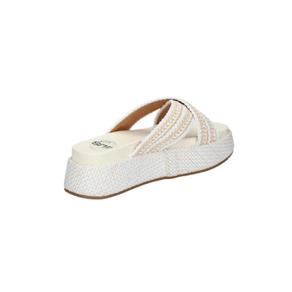 4US PACIOTTI sandalo donna UZM07 scalzato doppia fibbia con zeppa beige