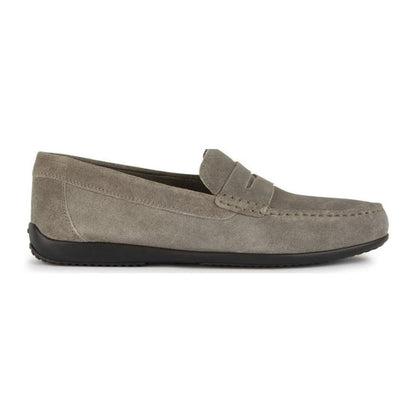 GEOX Mocassino "Ascanio", in pelle, traspirante, da uomo GRIGIO