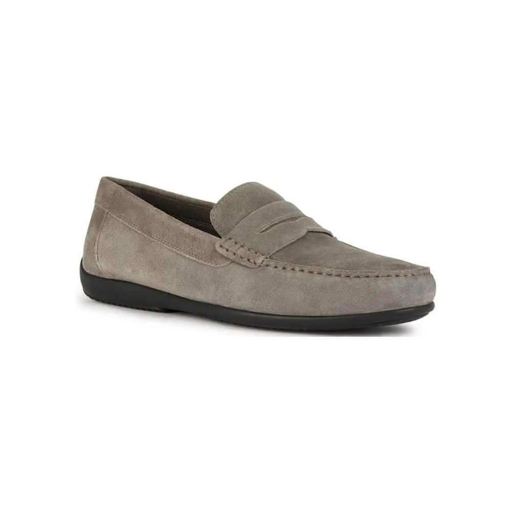 GEOX Mocassino "Ascanio", in pelle, traspirante, da uomo GRIGIO