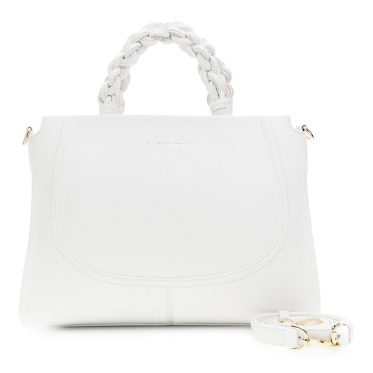 CAFENOIR BORSA tote effetto pelle con grana e manico intrecciato bianco piu' tracolla