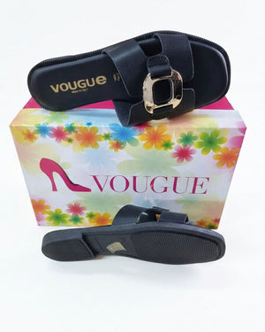 Ciabatte Donna Vougue in Vera Pelle con Fibbia Dorata - Made in Italy