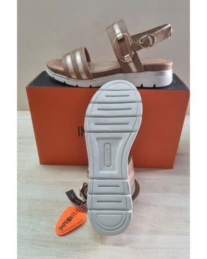 Sandali Donna Impronte con Zeppa e Dettagli Laminati Bronzo