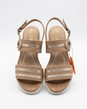 Sandali Donna Impronte con Zeppa e Dettagli Laminati Bronzo