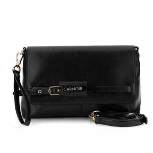 CAFENOIR  borsa pochette effetto pelle lucida con dettaglio NERA