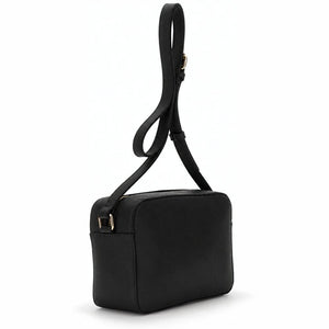 CAFENOIR  Borsa camera bag con tasca sul davanti, passante e fibbia in metallo NERA