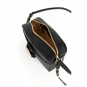 CAFENOIR  Borsa camera bag con tasca sul davanti, passante e fibbia in metallo NERA