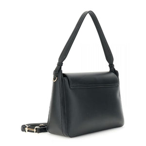 CAFENOIR borsa a spalla con pattina effetto pelle con angoli in metallo nero