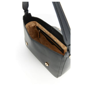 CAFENOIR borsa a spalla con pattina effetto pelle con angoli in metallo nero
