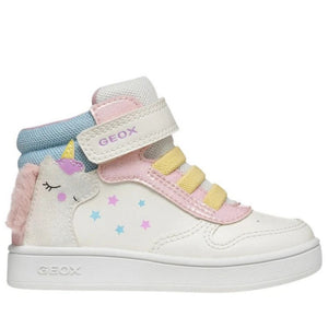 GEOX Scarpe da Bambina a stivaletto con laccio a molla e strappo Col.Bianco