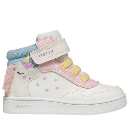 GEOX Scarpe da Bambina a stivaletto con laccio a molla e strappo Col.Bianco